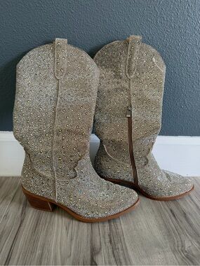 Sequin Knee Boots